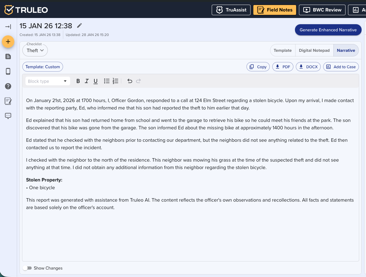 Computer Generated Narrative Enhanced Narrative Overview